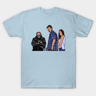 Bernie Sanders Mittens with Distracted Boyfriend Memes T-Shirt